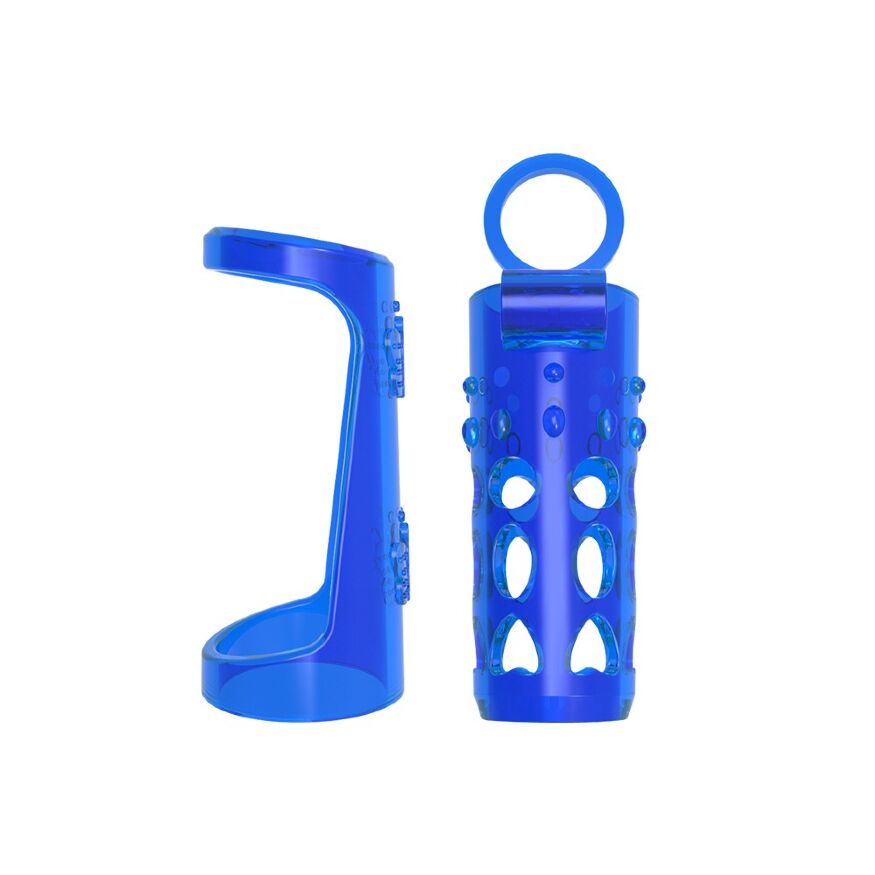 Насадка на пенис с вибрацией CHISA Double Enhancer Kit-Blue-GK Power