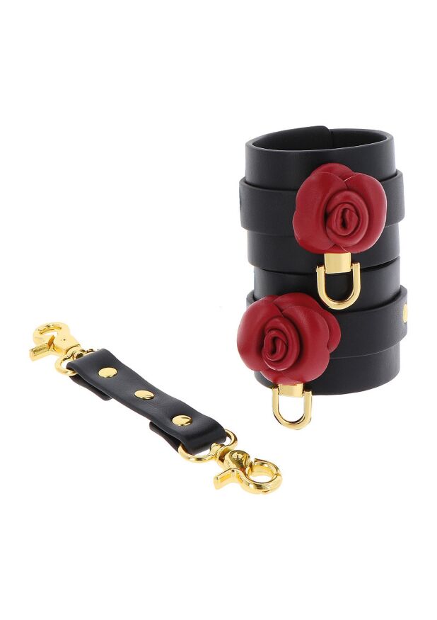 Поножи на щиколотку черные Taboom Wild Roses Ankle Cuffs с декоративными красными розами