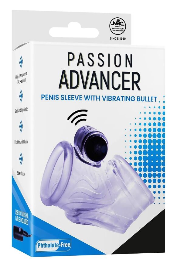 Насадка на пенис и мошонку NMC Passion Advancer с вибропулей, прозрачная