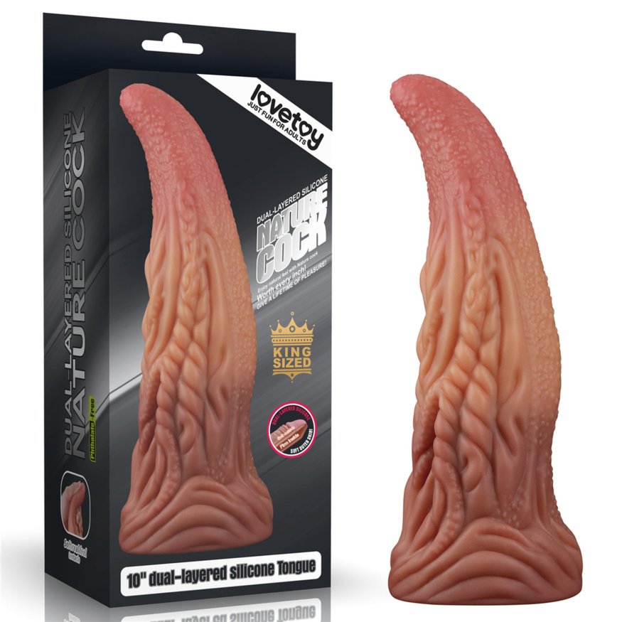 Фаллоимитатор в форме языка - Dual-Layered Silicone Tongue 10" Brown