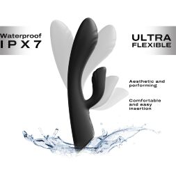 Вибратор-кролик с подогревом Dorcel FLEXI RABBIT BLACK, гибкий ствол