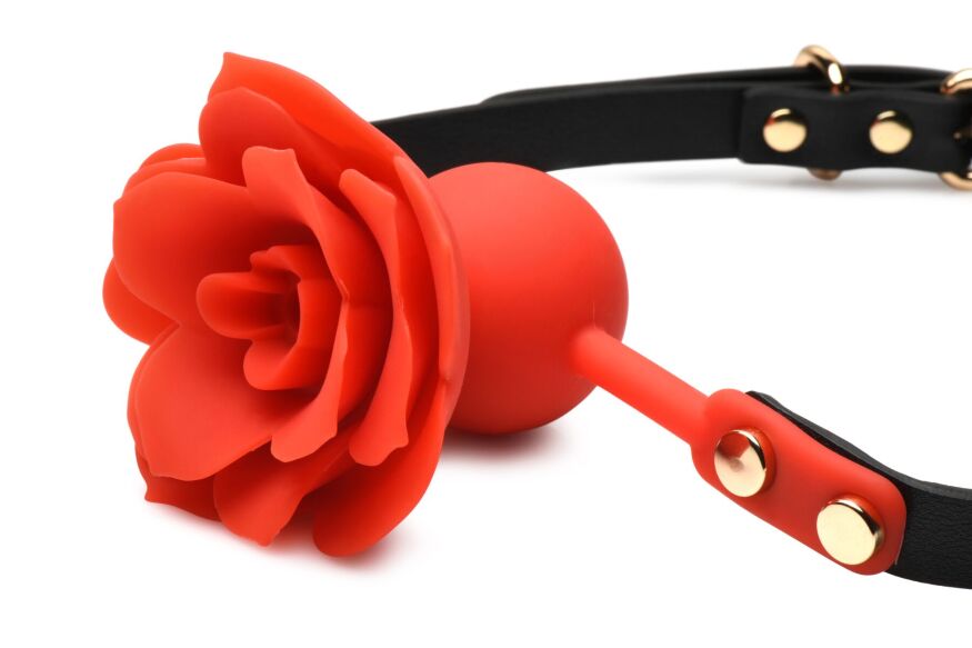 Силіконовий кляп з трояндою Master Series: Blossom Silicone Rose Gag  -  Red