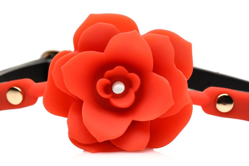 Силіконовий кляп з трояндою Master Series: Blossom Silicone Rose Gag  -  Red