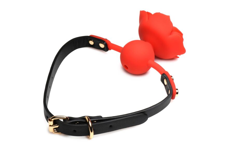 Силіконовий кляп з трояндою Master Series: Blossom Silicone Rose Gag  -  Red