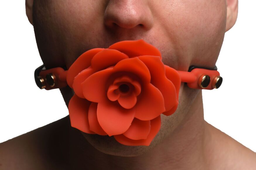 Силіконовий кляп з трояндою Master Series: Blossom Silicone Rose Gag  -  Red