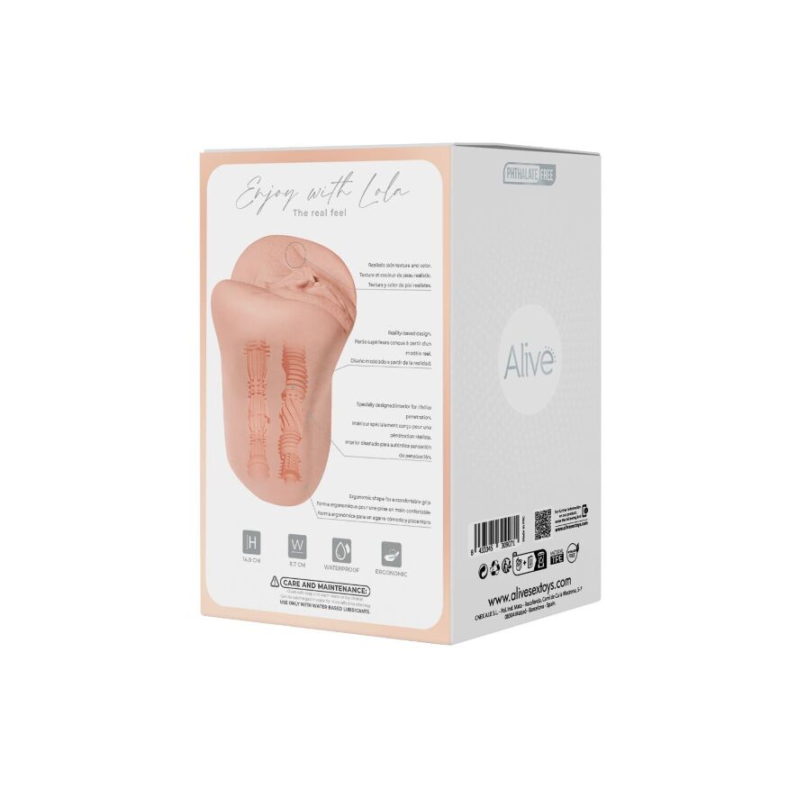 Мастурбатор-вагіна + попка Alive Lola Super Realistic Masturbator L Flesh, два канали, реалістик