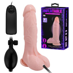 Реалістичний вібратор з накачкою - Inflatable Vibrating Dildo Flesh