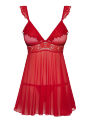 Пеньюар - Obsessive 863-BAB-3 Babydoll &amp; Thong Red S/M