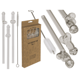Скляні трубочки Glass Drinking Straw Willy (в наборі 3 трубочки та щіточка)