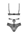 Комплект Obsessive Blomentis 2-pcs set, M/L, кружевной, лиф с завязками на спине, трусики-слипы