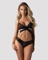 Комплект Obsessive Blomentis 2-pcs set, M/L, кружевной, лиф с завязками на спине, трусики-слипы