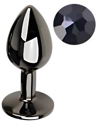 Анальна пробка з кристалом EGZO - Dark Gray Round Plug Black, size S