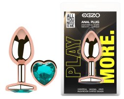 Анальна пробка з кристалом EGZO - Rose Gold Heart Plug Marine size S