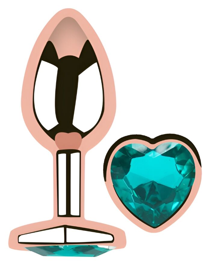 Анальная пробка с кристаллом EGZO - Rose Gold Heart Plug Marine size S