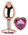 Анальна пробка з кристалом EGZO - Rose Gold Heart Plug Rose size M