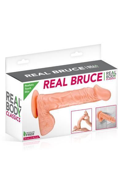 Фалоімітатор на присосці Real Body  -  Real Bruce Flesh, TPE, діаметр 4,2 см
