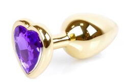 Анальная пробка Boss Series - Jewellery Gold Heart PLUG Purple S, BS6400043