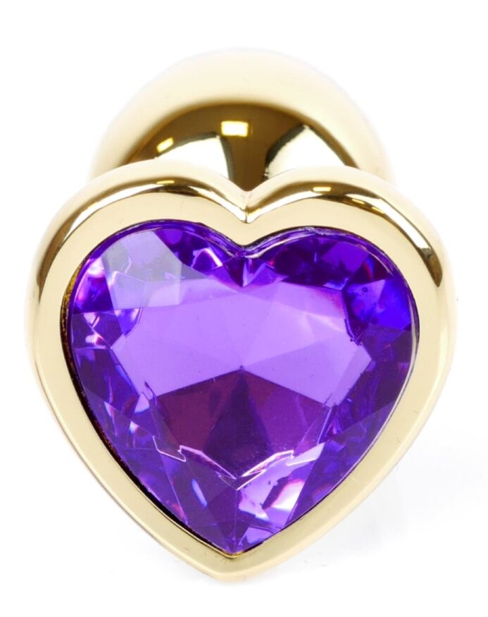 Анальний затор Boss Series - Jewellery Gold Heart PLUG Purple S, BS6400043