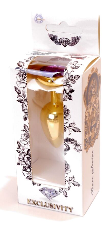 Анальний затор Boss Series - Jewellery Gold Heart PLUG Purple S, BS6400043