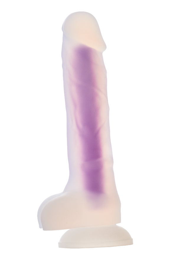 Светящийся фаллоимитатор Dream Toys RADIANT SOFT SILICONE GLOW IN THE DARK DILDO MEDIUM PURPLE