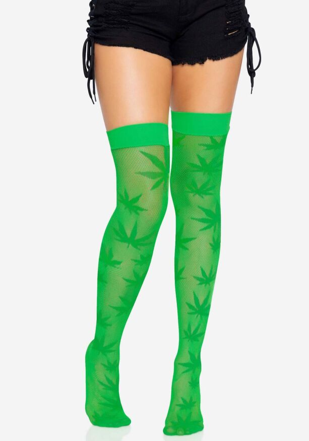 Чулки с рисунком Leg Avenue 420 Net thigh highs Green