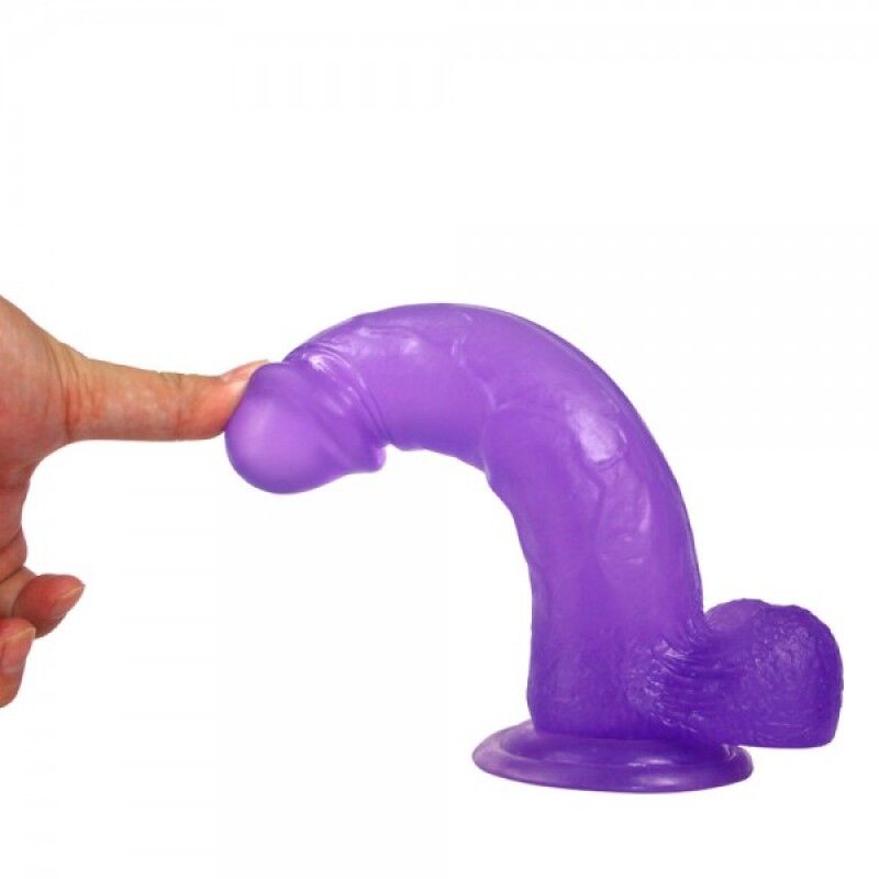 Фаллоимитатор с мошонкой - Jelly Studs Crystal Dildo Large 8" Purple