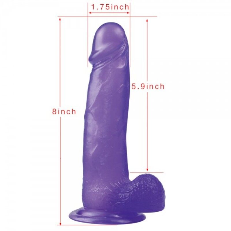 Фаллоимитатор с мошонкой - Jelly Studs Crystal Dildo Large 8" Purple