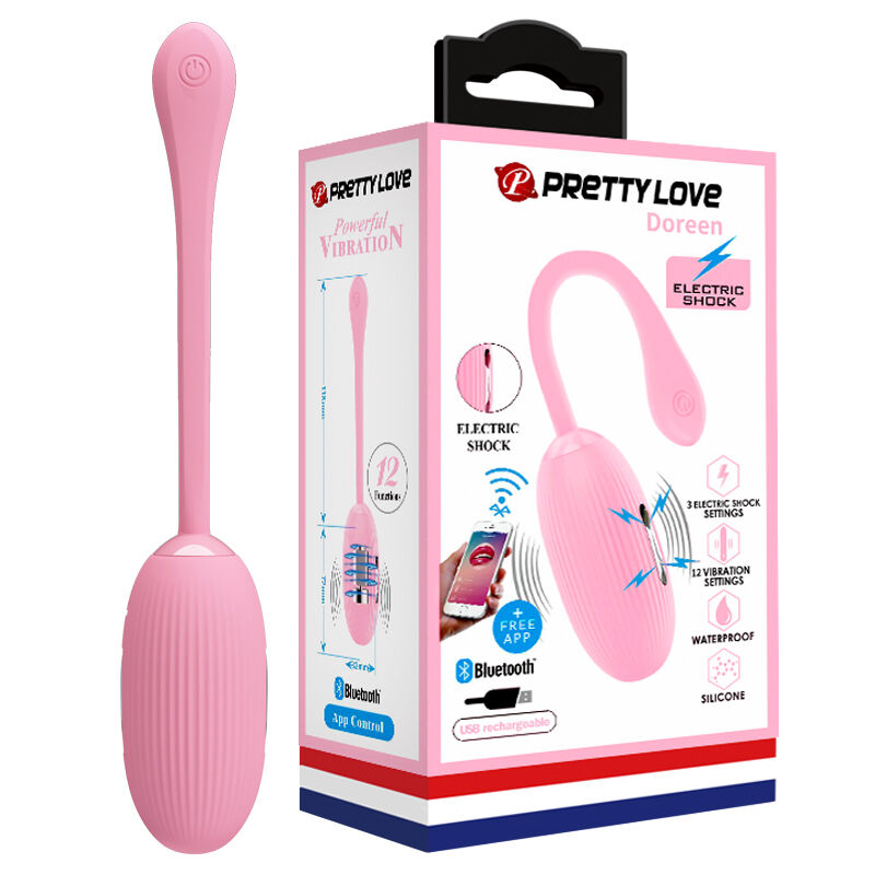 Стильне смарт-віброяйце з електростимуляцією Pretty Love Doreen Electric Shock Egg Light Pink (App)