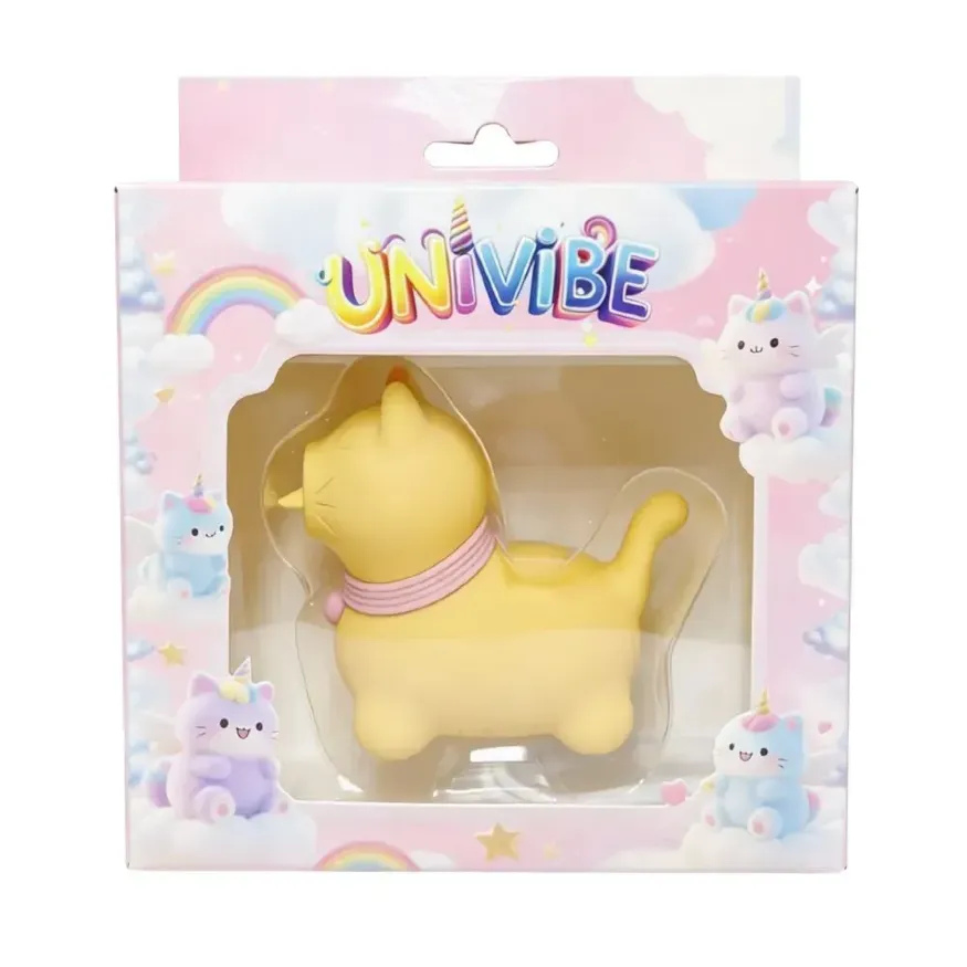 Стимулятор клитора с язычком UNIVIBE Котик, 10 режимов, жёлтый