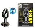 Анальная пробка с кристаллом EGZO - Dark Gray Round Plug Aqua, size S