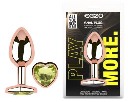 Анальна пробка з кристалом EGZO - Rose Gold Heart Plug Lime size S