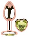 Анальная пробка с кристаллом EGZO - Rose Gold Heart Plug Lime size S
