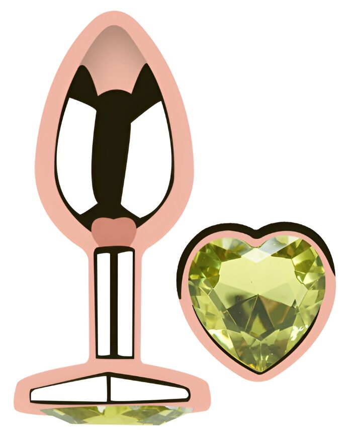 Анальная пробка с кристаллом EGZO - Rose Gold Heart Plug Lime size S