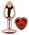 Анальная пробка с кристаллом EGZO - Rose Gold Heart Plug Red size M