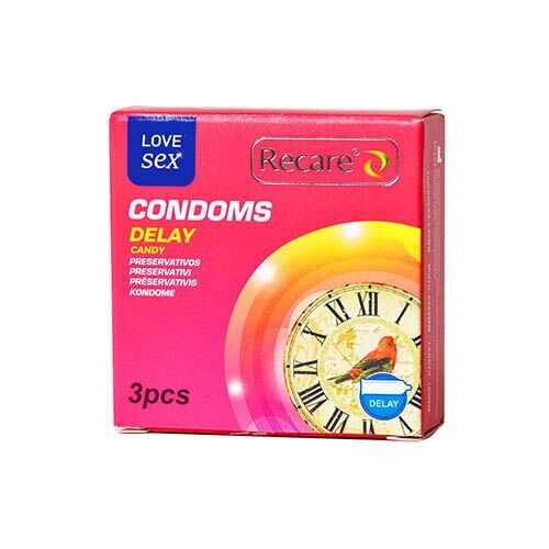 Презервативи Recare Delay Candy Condoms 3 шт, ефект пролонгування, цукерковий аромат
