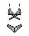 Комплект Obsessive Blomentis 2-pcs set, XL/2XL, мереживний, ліф із зав’язками на спині, трусики-сліп