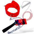 М'який червоний нашийник "Love leash" з ланцюжком-повідцем та зручним чорним тримачем Екошкіра-метал