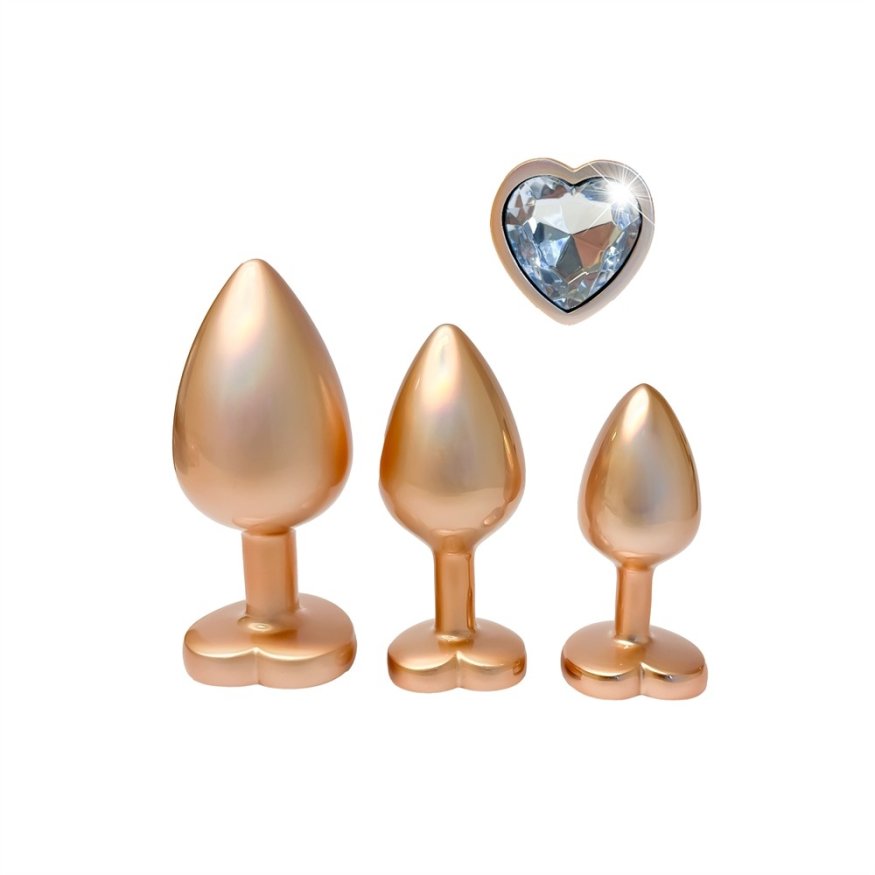 Набір із трьох анальних пробок Dream Toys Gleaming Love, розміри S, M, L, перламутрово-золоті