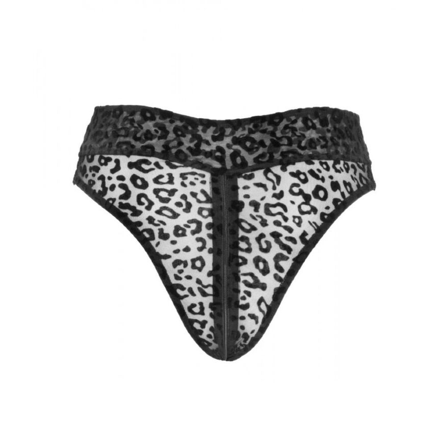 Трусики із замком NOIR Handmade Panties of leopard flock with zipper - розмір M