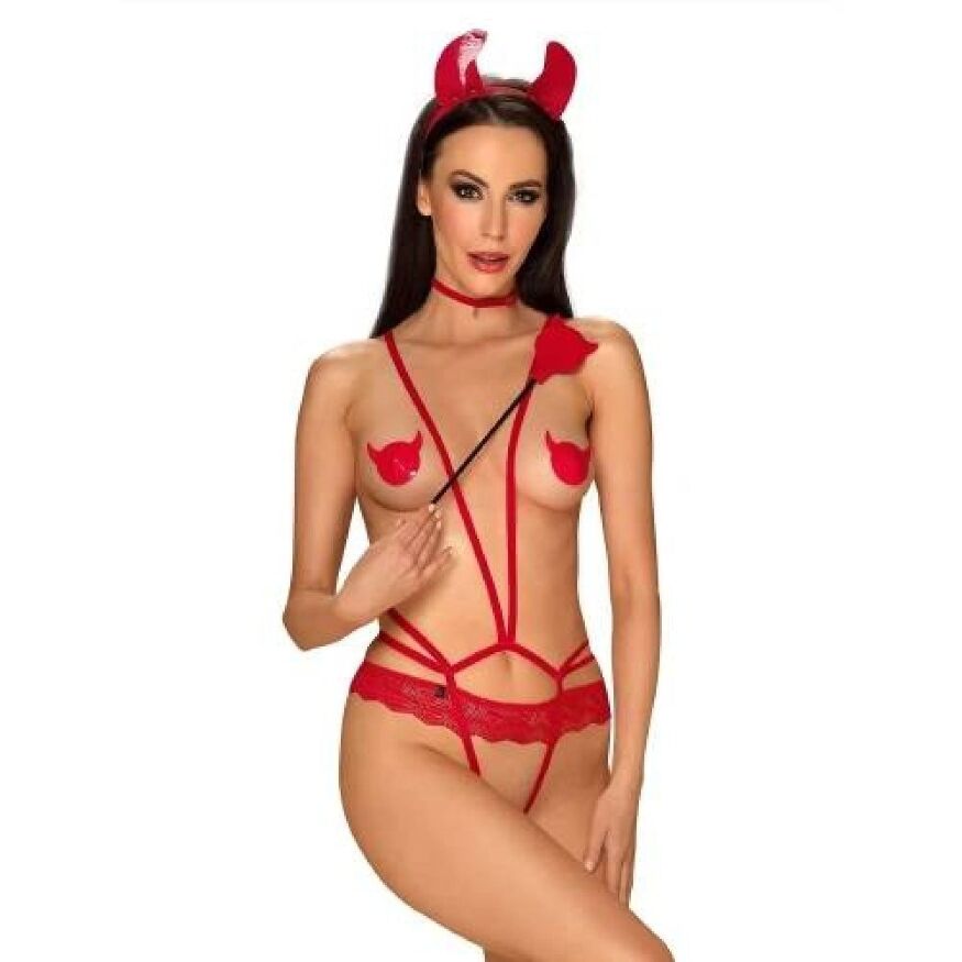 Костюм дияволиці Obsessive Evilia red L/XL 4 предмети
