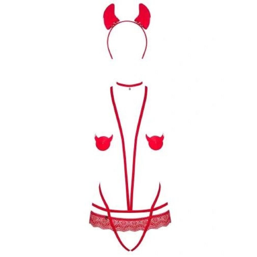 Костюм дияволиці Obsessive Evilia red L/XL 4 предмети