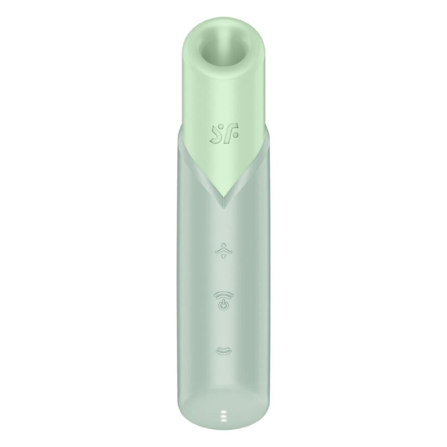 Вакуумний стимулятор Satisfyer Naughty Kiss для клітора, зелений, 12 × 2,7 см