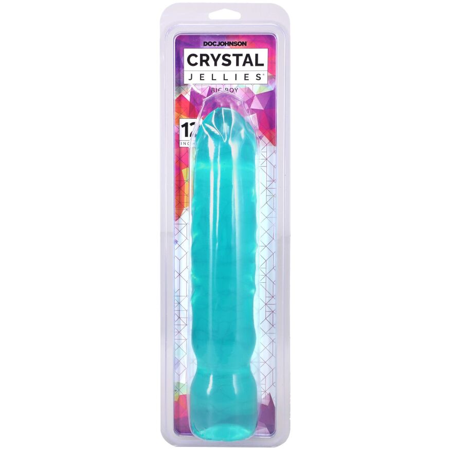 Великий гелевий фаллоимитатор Doc Johnson Crystal Jellies - 12 Inch Big Boy - Teal