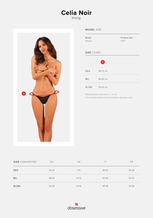Прозорі стрінги із мереживом Obsessive Celia Noir thong XL