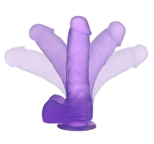 Фалоімітатор з мошонкою - Jelly Studs Crystal Dildo Medium 7" Purple