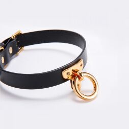 Ошейник-Чокер с кольцом кожанный Leather Cosplay Choker size L