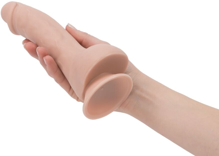 Вигнутий фалоімітатор на присосці ADDICTION  -  BRAD 7,5″ Dildo With Balls, Beige