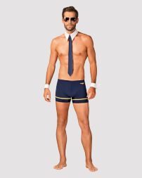 Еротичний костюм пілота Obsessive Pilotman set 2XL/3XL, боксери, манжети, комір з краваткою, окуляри