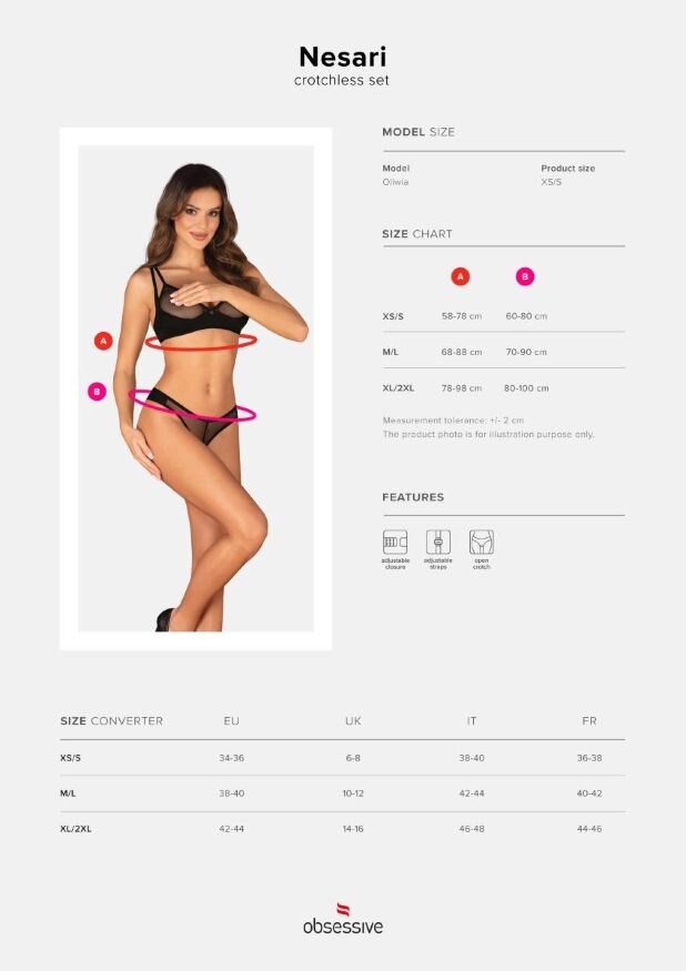 Комплект сетка XS/S Nesari Obsessive, с открытым доступом, черный