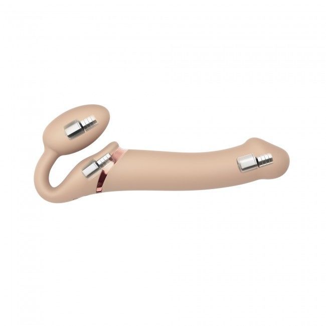 Безремневой страпон с вибрацией Strap-On-Me Vibrating Flesh L 16х4,2 см
